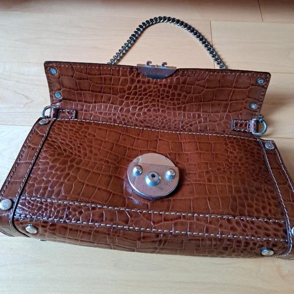 Vintage Michael Kors Leather Embossed Allegator Clutch/Chain Shoulder Bag - Picture 5 of 10